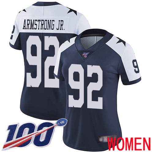 Women Dallas Cowboys Limited Navy Blue Dorance Armstrong Jr. Alternate #92 100th Season Vapor Untouchable Throwback NFL Jersey